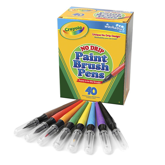 Crayola BIN546203 No Drip Paint Brush Pens 40Ct   ...