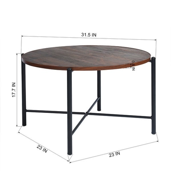 31.5 Inch Round Coffee Table Solid Metal Frame Table