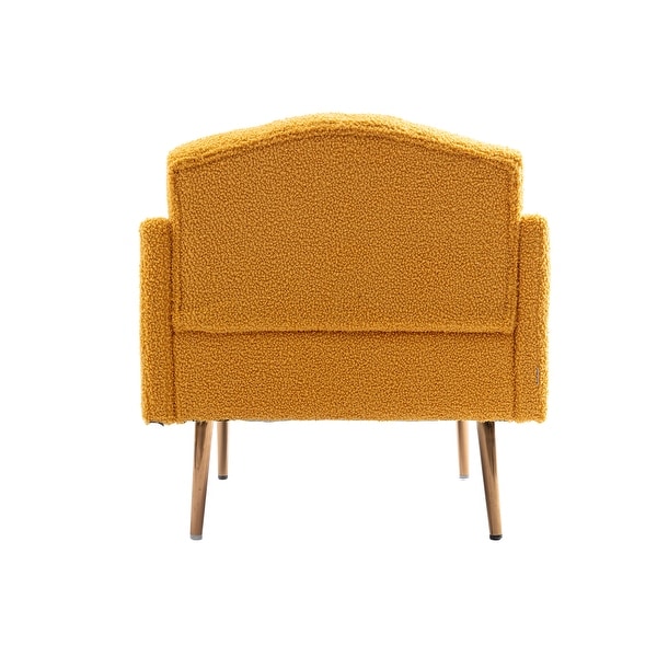 Teddy Fabric Upholstered Tufted Accent Chair With Rose Golden feet