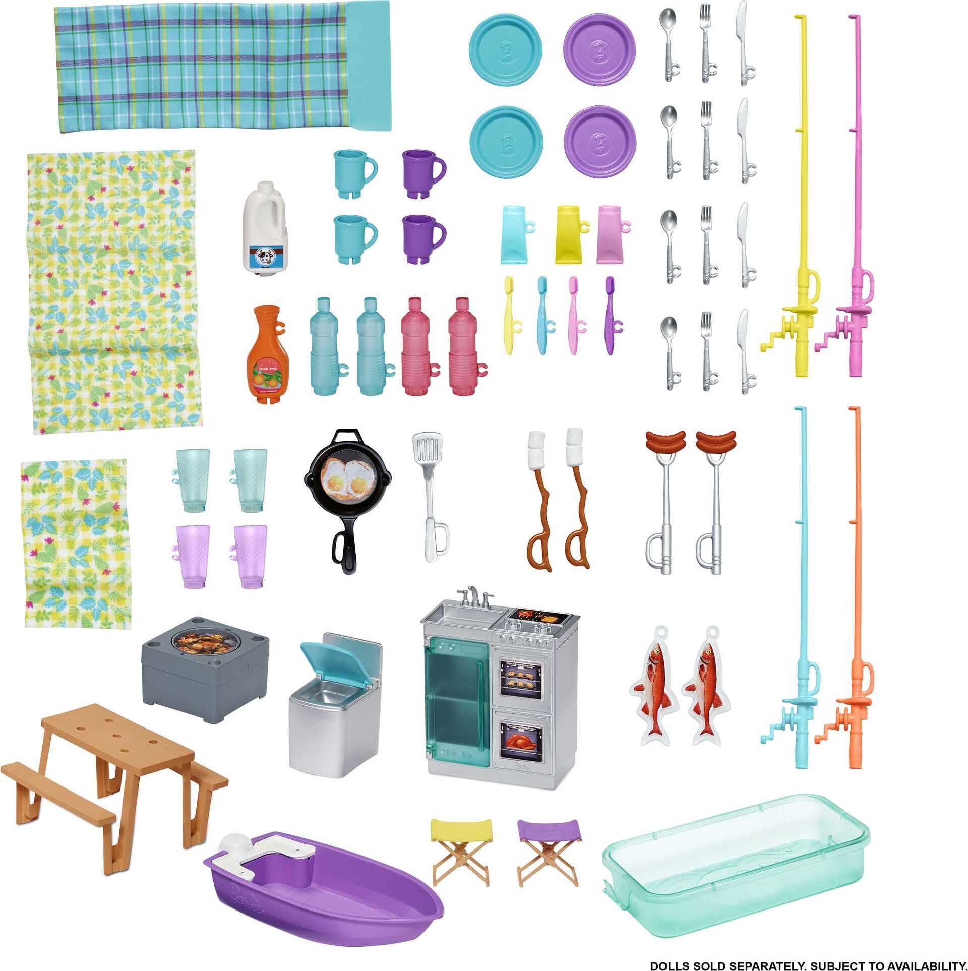 Barbie 3-in-1 DreamCamper Playset (Truck, Boat and House) with Pool and 50 Accessories