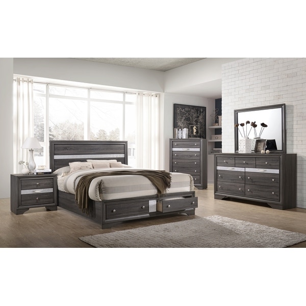 Matrix Queen 4 PC Storage Bedroom Set in Black - - 37994620