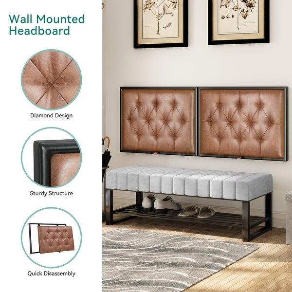 King Wall Mounted Headboard Multifunction PU Upholstered Headboard - - 38076337