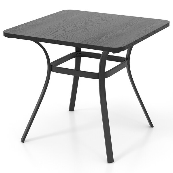 32 Inch Patio Dining Table Metal Square Table for Dining with 4 Curved Legs