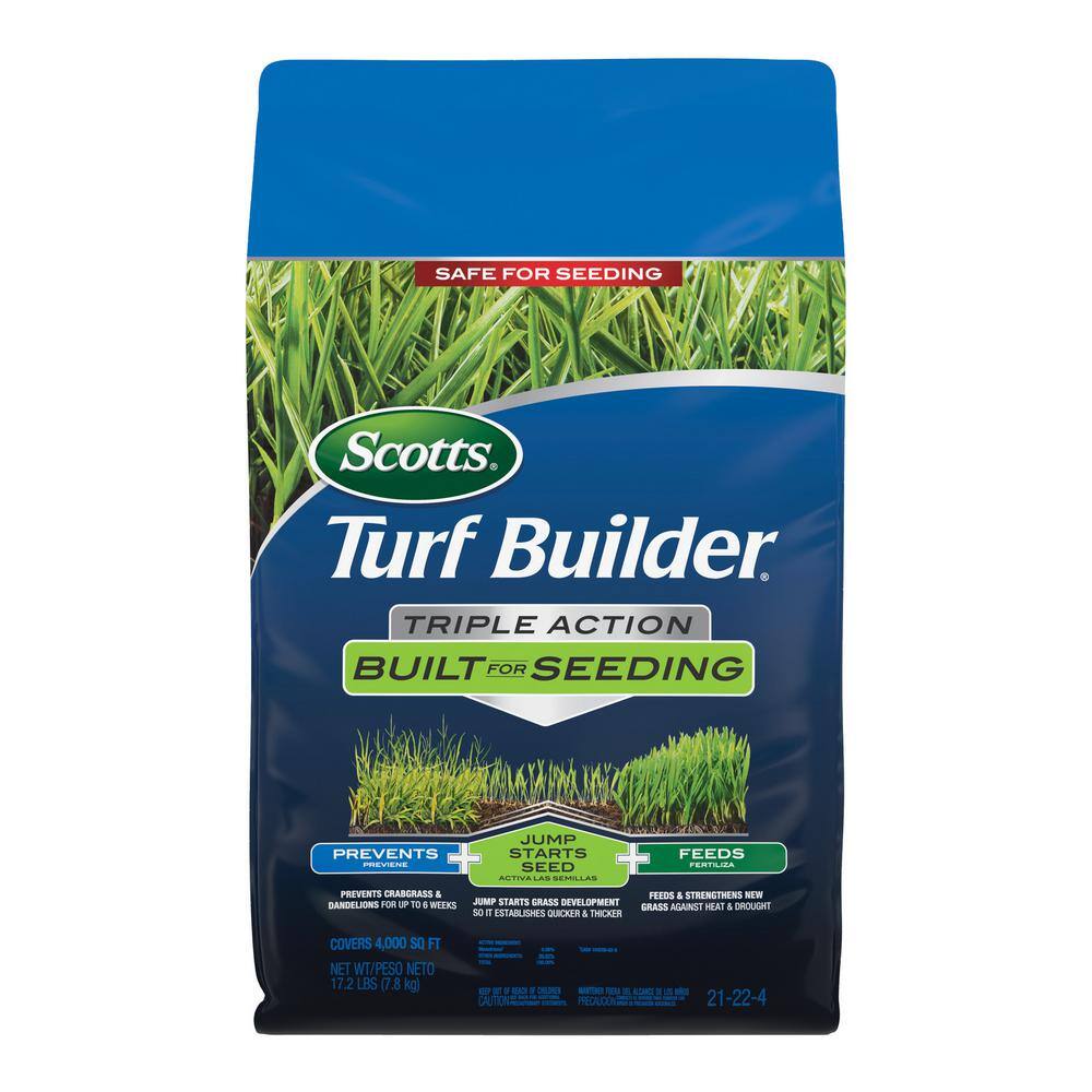 Scotts Turf Builder 17.2 lbs. 4000 sq. ft. Triple Action Built For Seeding Weed Preventer and Fertilizer for New Lawns 23001A