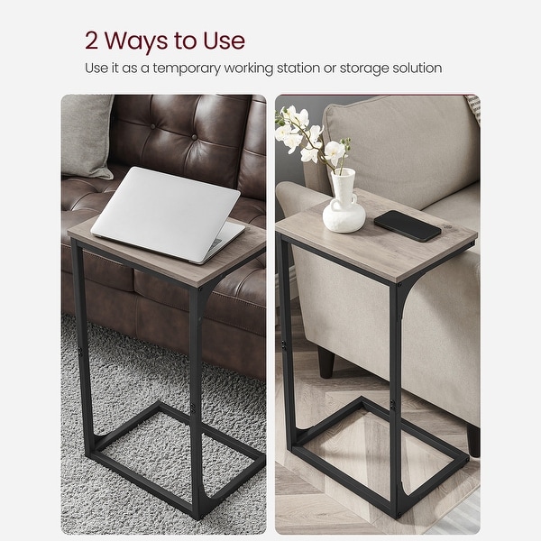 C-Shaped Side Table， End Table for Sofa， Couch Table with Metal Frame， Industrial， for Study