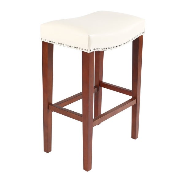 White Leather Barstool 2 pcs Set - 30 inch Seater Height