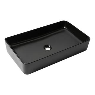 ALFI BRAND 24 in. Above Mount Porcelain Rectangular Vessel Sink in Black Matte ABC902-BM