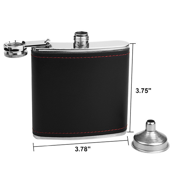 Aspire Blank 6 Ounce PU Leather Hip Flask with Fun...