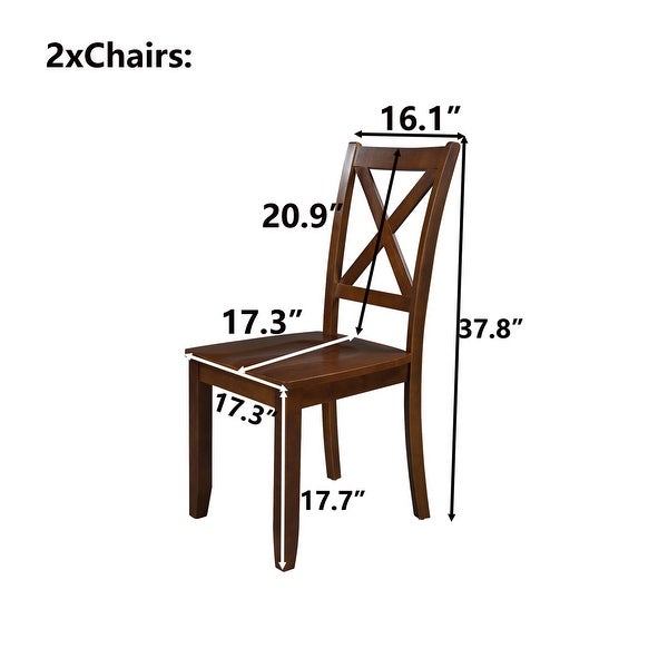 2-Piece X-Back Wood Breakfast Nook Dining Chairs for Small Places