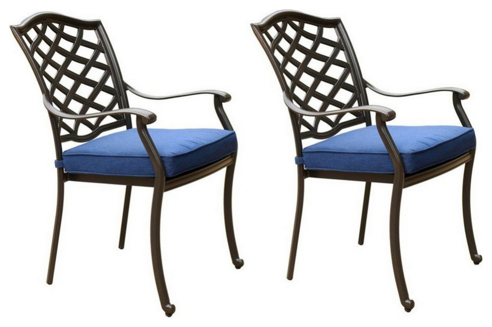 Benzara BM284164 Outdoor Dining Chair  Olefin Fabric  Lattice Back  Espresso   Traditional   Outdoor Dining Chairs   by Uber Bazaar  Houzz