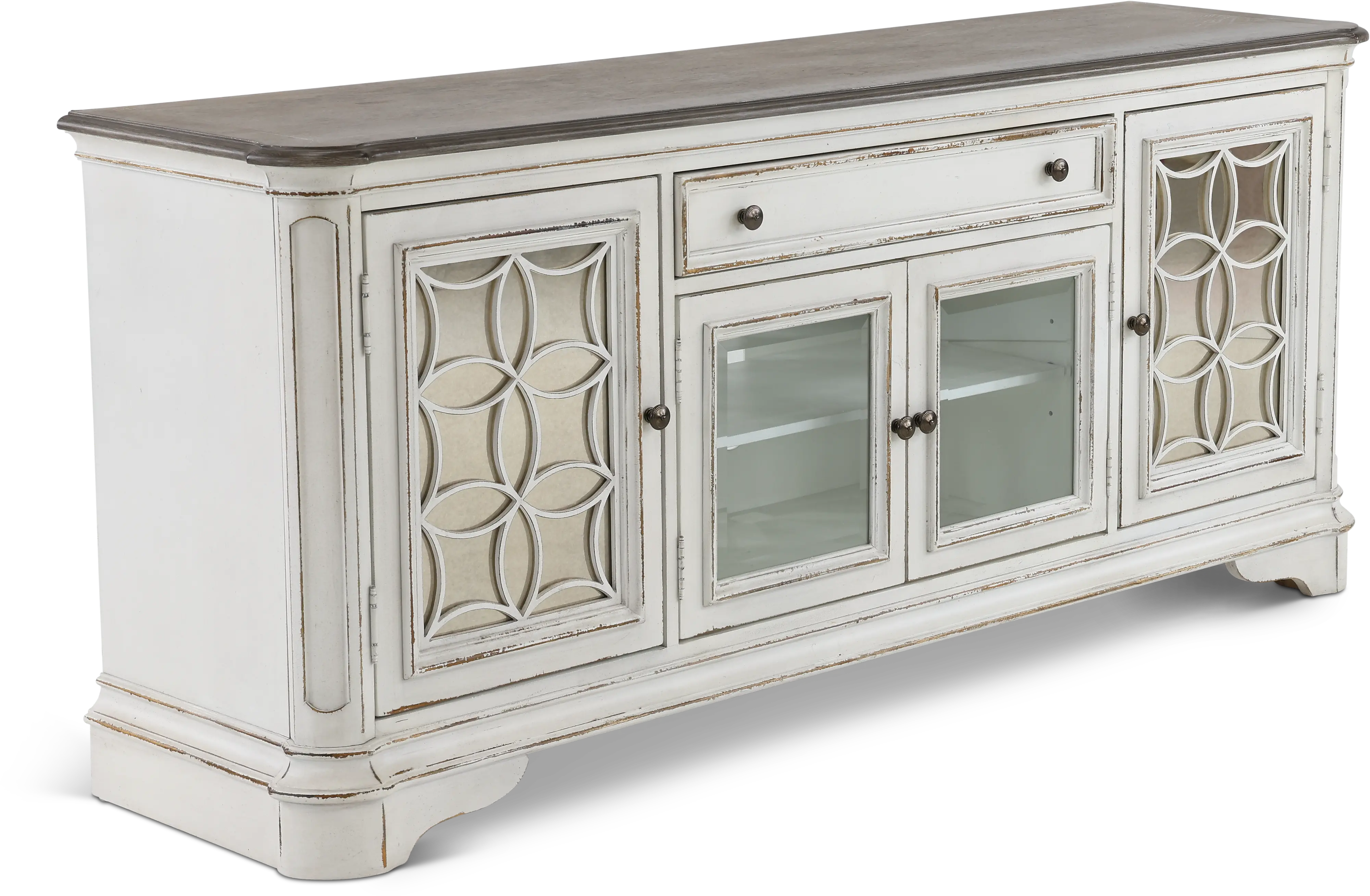 Magnolia Manor Antique White 74 TV Stand