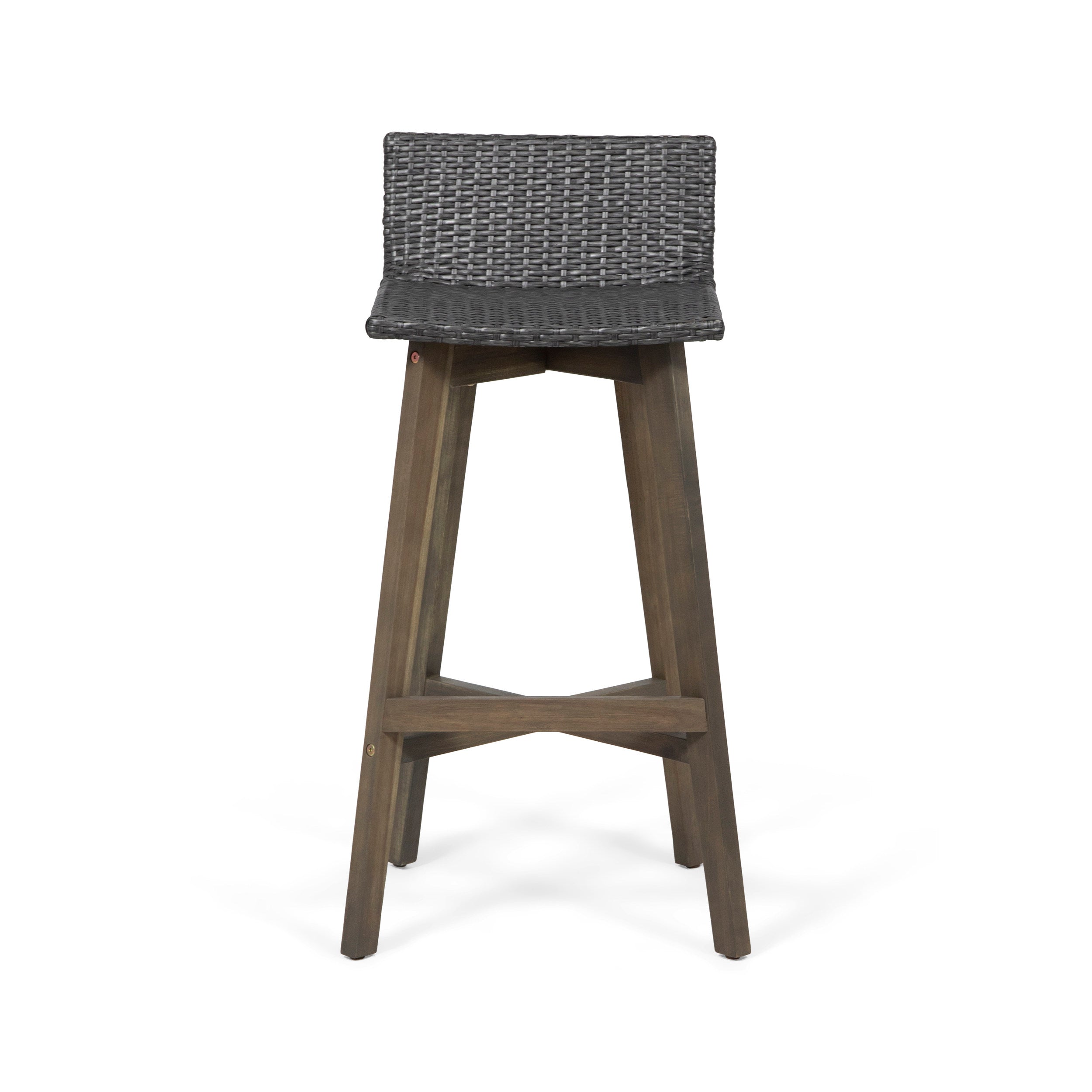 Bellagio Outdoor Acacia Wood & Wicker Barstools (Set of 2)