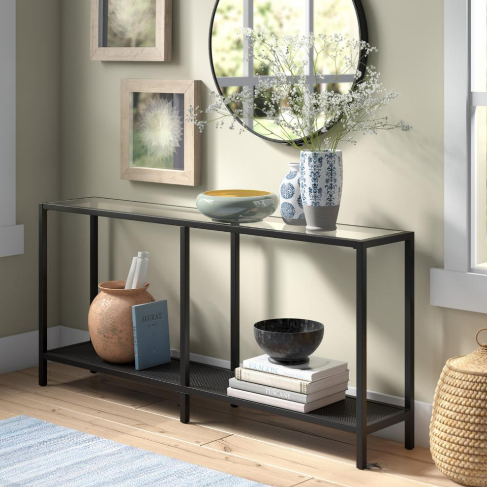 Rigan 64  x27 x27Wide Rectangular Console Table in Blackened Bronze   Contemporary   Coffee Tables   by BisonOffice  Houzz