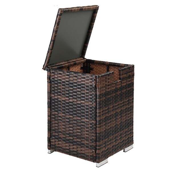 Multifunctional Gas Bottle Storage Rattan Side Table Brown Gradient