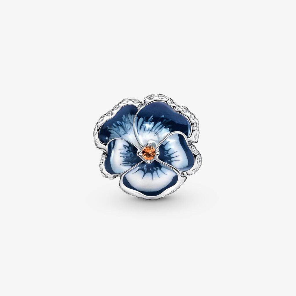 PANDORA  Blue Pansy Flower Charm