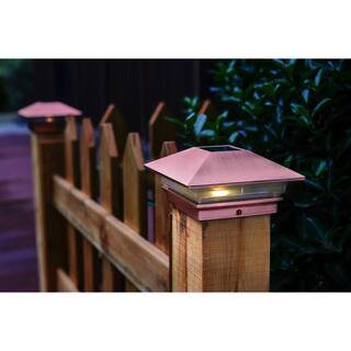 Veranda 4 in. x 4 in. (3.5 x 3.5 Post Size) 3 Lumens Copper Plated Plastic Solar Post Cap 2211-F32T3