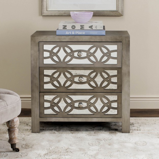 Tasha 3 Drawer Chest Grey Safavieh