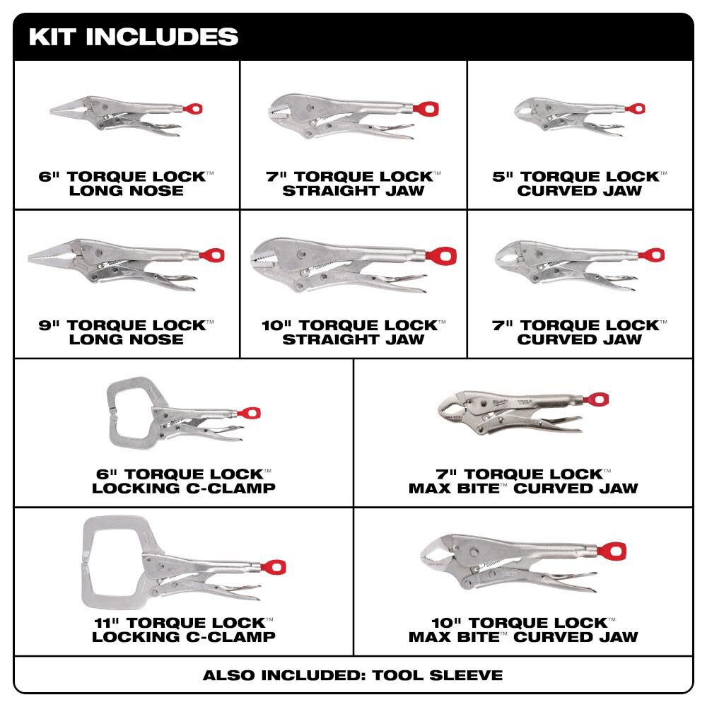 MW 10Pc TORQUE LOCK Locking Pliers Kit 48-22-3690 from MW