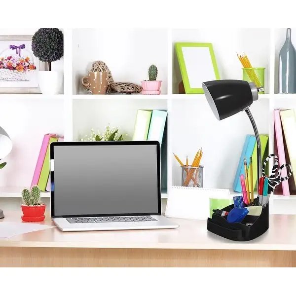 Limelights Gooseneck Organizer Desk Lamp with Tablet Stand Book Holder and USB port