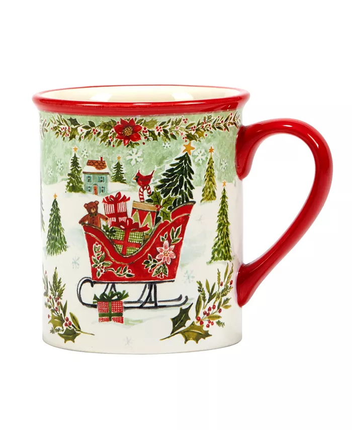 Certified International Joy of Christmas 16 oz Mugs Set of 4