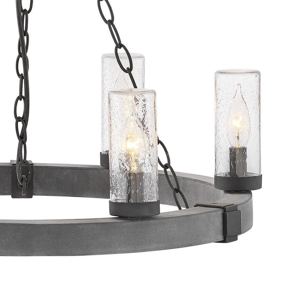 6 Light Medium Outdoor Low Voltage Hanging Lantern in Rustic Style 24 inches Wide By 23.25 inches High-Aged Zinc Finish-Led Lamping Type-E26 Medium