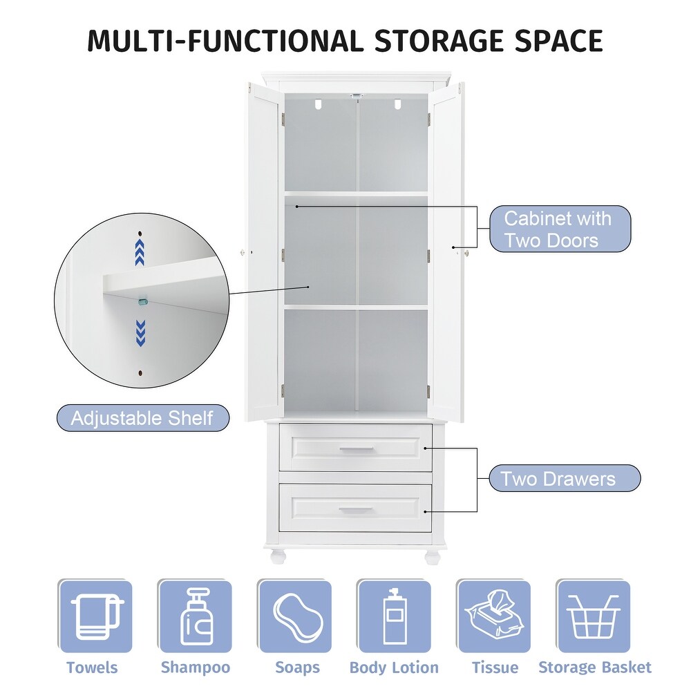 Storage Cabinet Freestanding Bathroom Floor Cabinet Kitchen Pantry with Pull out Drawers for Bedroom Wardrobe