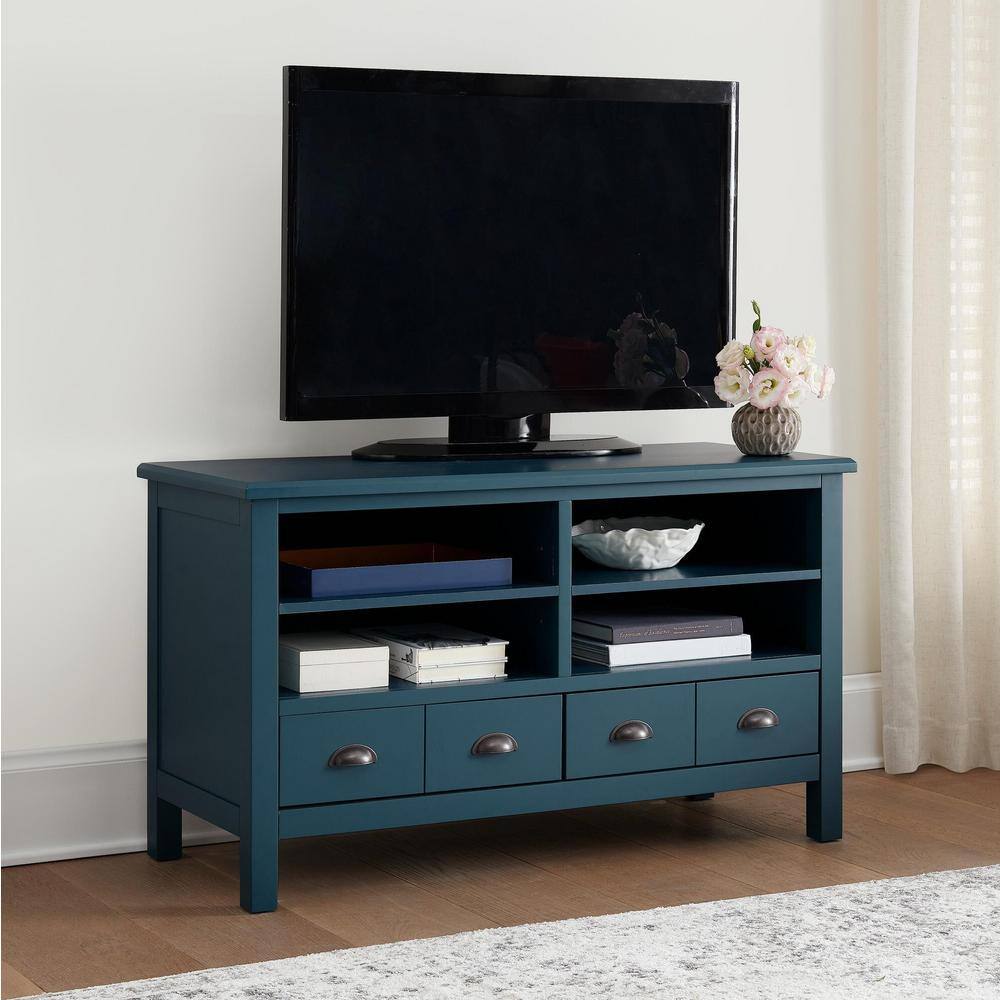 Home Decorators Collection Whitehaven Charleston Blue Wood TV stand with Adjustable Shelves and Two Drawers (45 in. W x 26 in. H) SK19334Br1-C