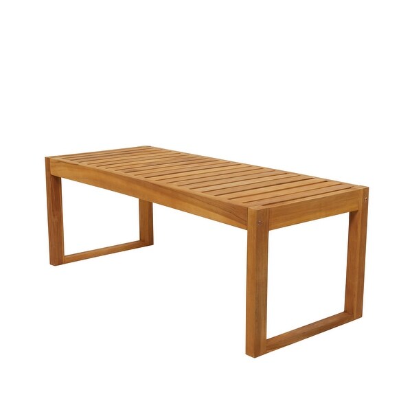 Brown Teak Contemporary Outdoor Accent Table