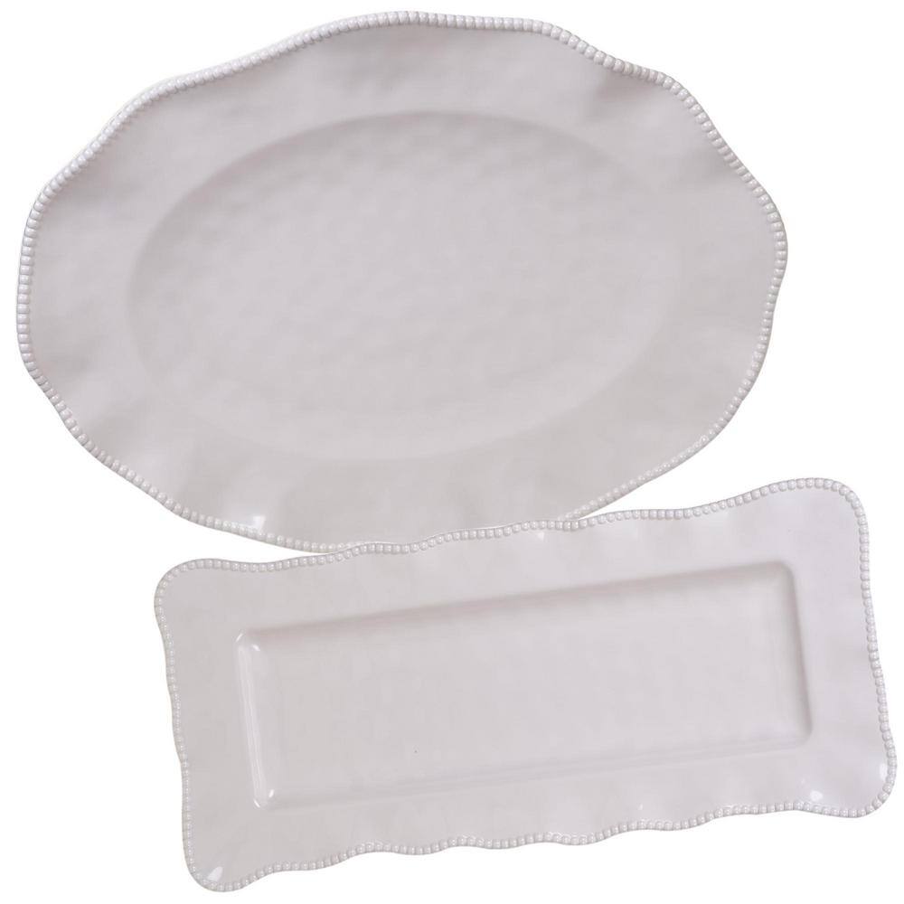 Certified International Perlette Cream 2-Piece Multi-Colored Platter Set PCR2PC