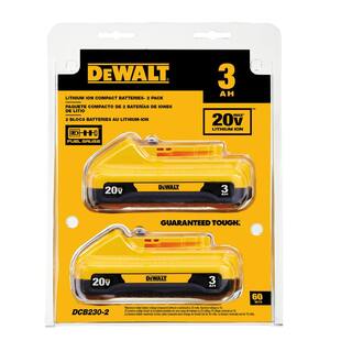 DW 20V MAX Compact Lithium-Ion 3.0Ah Battery Pack (2 Pack) DCB230-2