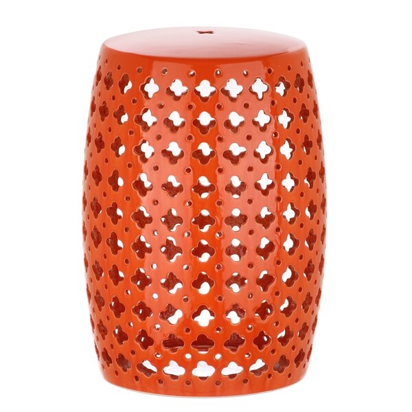 SAFAVIEH Lacey Moroccan Orange Ceramic Decorative Garden Stool