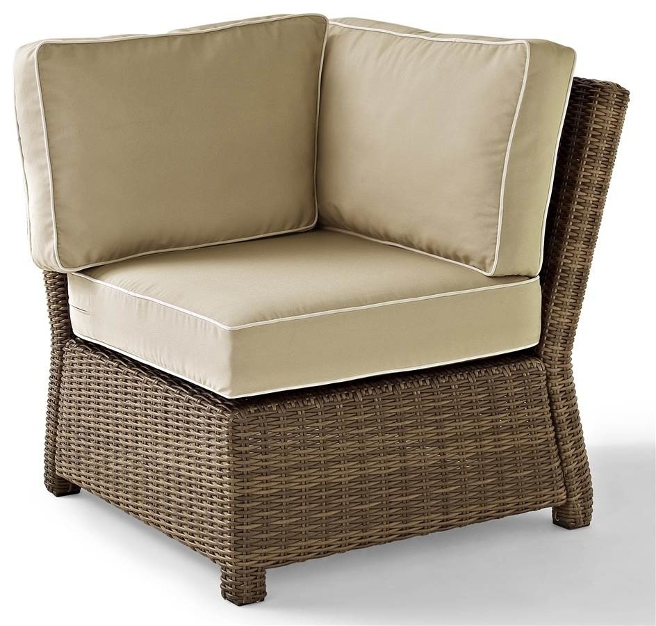 Crosley Bradenton Wicker Corner Patio Chair in Brown and Sangria   Tropical   Outdoor Lounge Chairs   by Virventures  Houzz