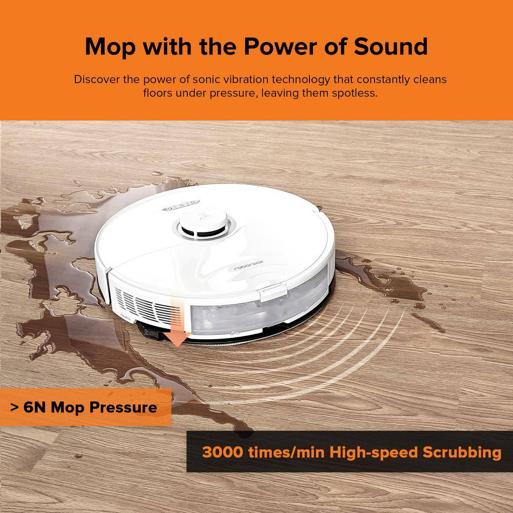 ROBOROCK S8 Plus-WHT Self-Emptying Robot Vacuum with Sonic Mopping 6000PA Suction LiDAR Navigation Multisurface in White Roborock S8 Plus-WHT