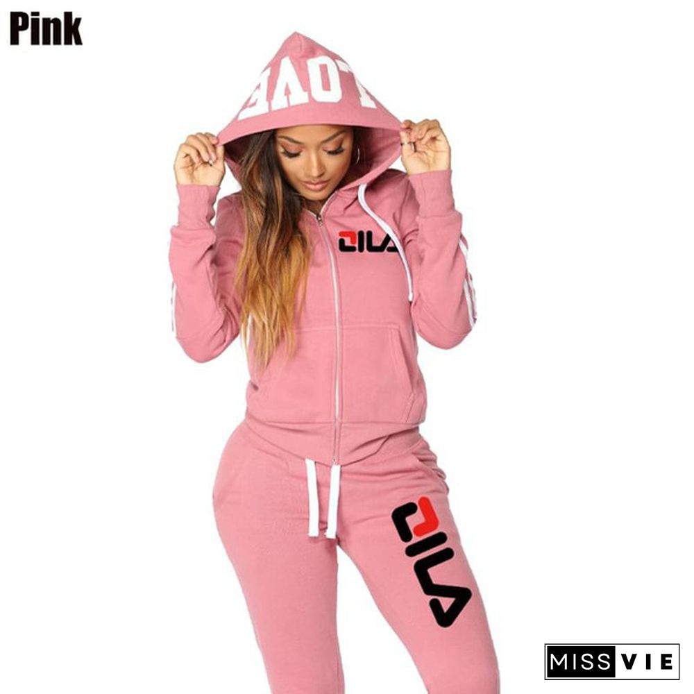 Women's Fashion Outdoor Casual Sweat Suits Printed Tracksuits Classic Jackets And Trousers Two Piece Outfits 3 Color..