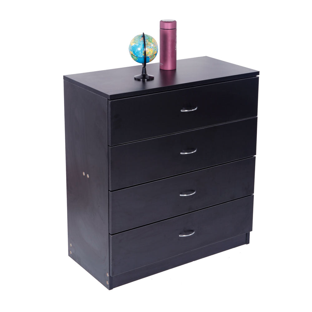 Dresser with 4 Drawers, Modern Chest of Drawers Black, Dresser Chest with Wide Storage Space, Functional Organizer for Bedroom, Living Room, Closet, Entryway, Hallway