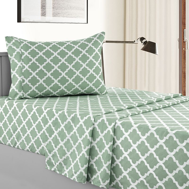 Microfiber Quatrefoil Bed Sheet Set - Lux Decor Collection