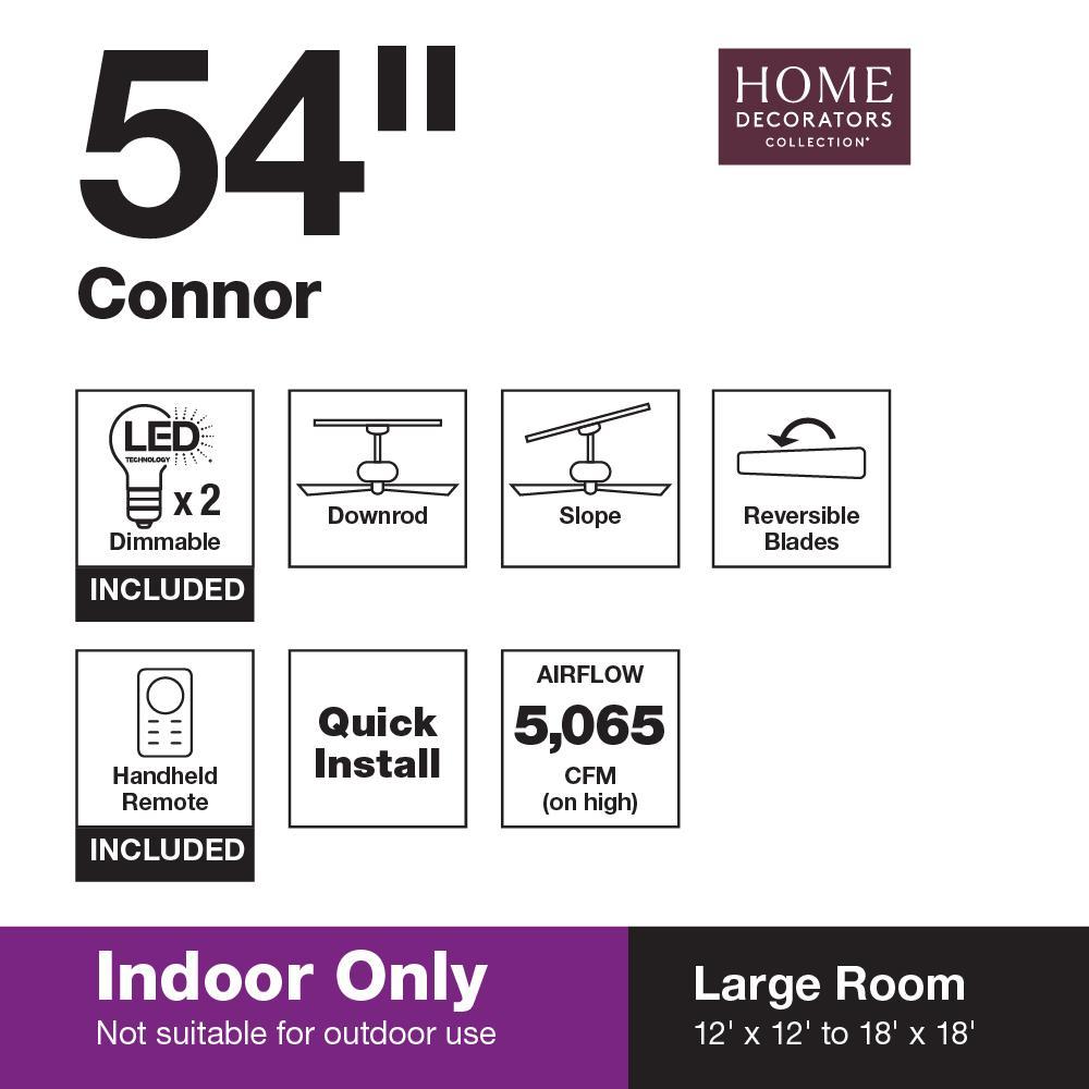 Connor 54 In. LED Brushed Nickel Dual-Mount Ceiling Fan With Light Kit And Remote Control