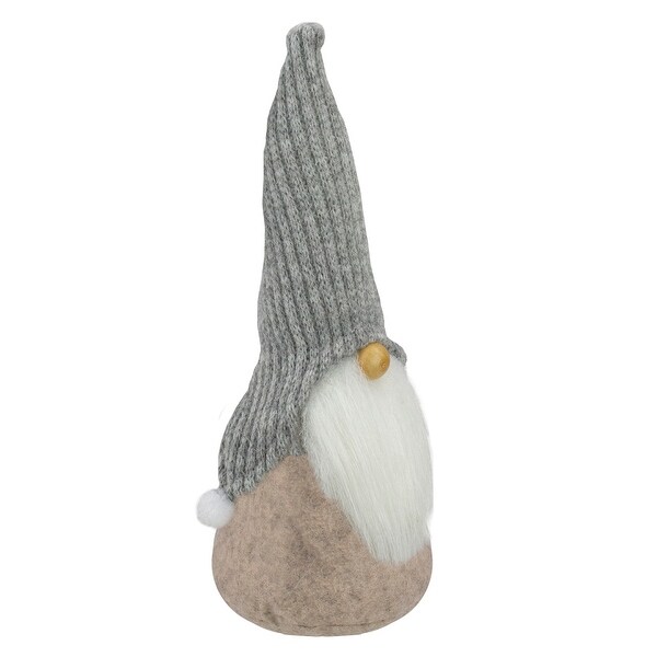 9 Beige and Gray Gnome with Knitted Hat Christmas Figure