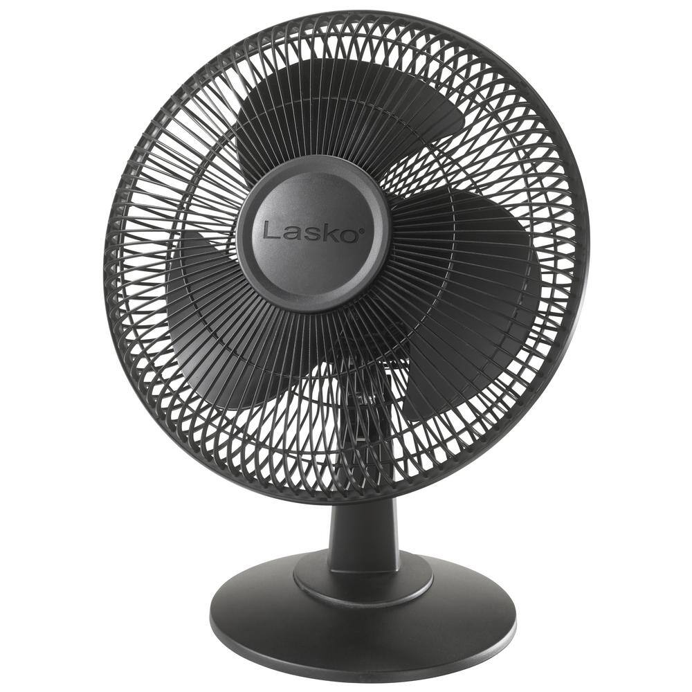 Lasko 12 in. 3 Speed Black Oscillating Personal Table Fan with Tilt-Back Feature 2017