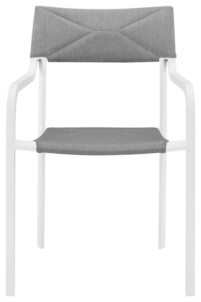 Side Dining Chair and Table Set  Aluminum  Metal  White Gray  Outdoor   Contemporary   Outdoor Dining Sets   by House Bound  Houzz