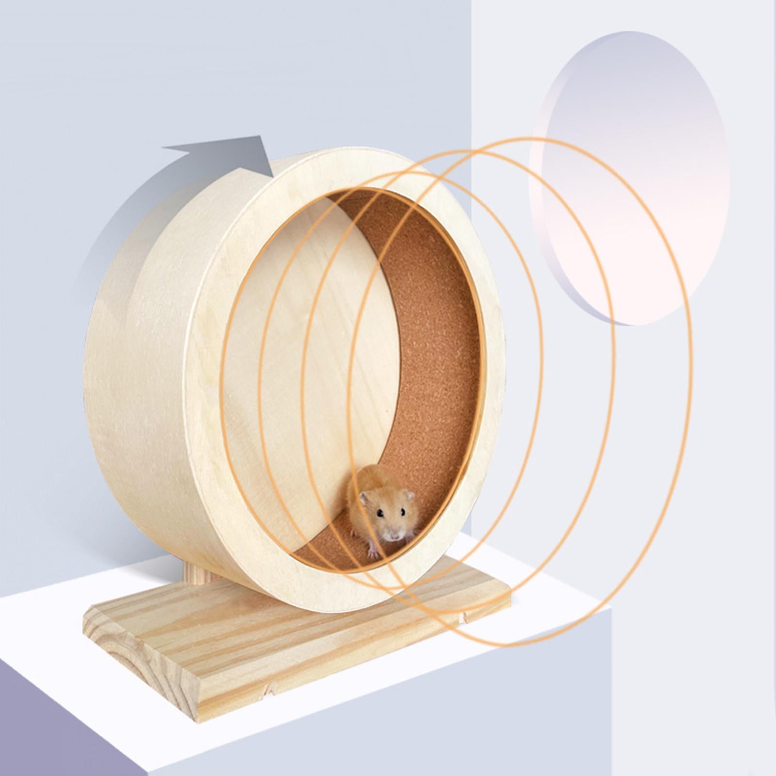 Wooden Hamster Running Wheels Small Pets Sports Toys， Hedgehog Hamster Silent Hamster Exercise Wheel Small Animals Supplies Accessories Large