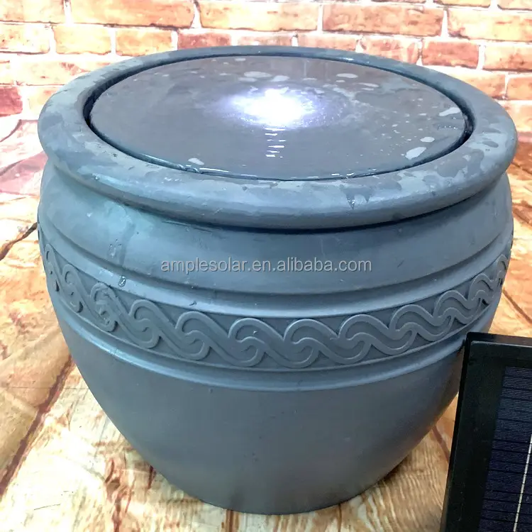 Garden supplies Lawn Yard water feature pot polyresin solar fountain with led light garten