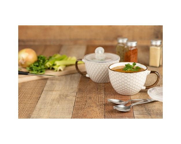 Kook Ceramic Soup Mugs With Lids 18 Oz Set Of 2