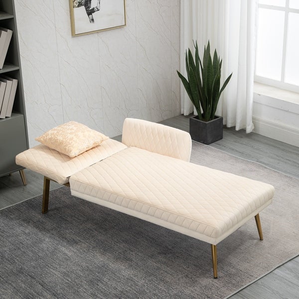 Modern Lounge Chaise Leisure Sofa Accent Chair Upholstered Couch Loveseat Sofa， Tufted Seat with Accent Pillow and Metal Legs