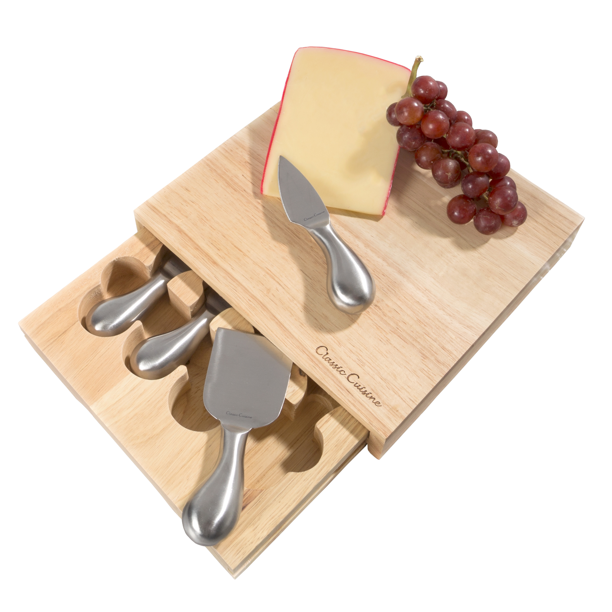 Cheese Board 5 piece Set with Stainless Steel Knives 8.6