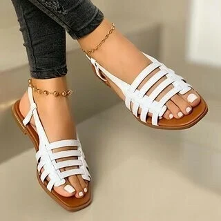 🔥🔥Women's Flat Sandals Summer Hollow Out Sandals Open Toe Casual Beach Ladies Shoes