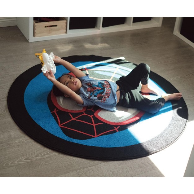 Ukonic Marvel Spider man Miles Morales Mask Round Printed Area Rug 52 Inches