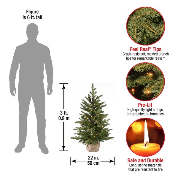 National Tree Company 3 ft. Feel Real Nordic Spruce PreLit Tree in Burlap