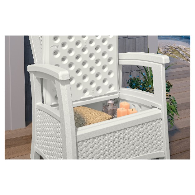 Suncast Elements Resin Patio Storage Club Chair White