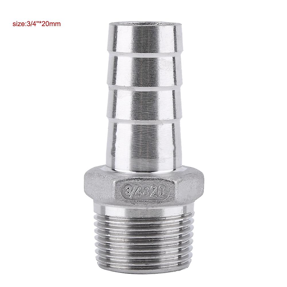 Stainless Steel 304 Male Thread Pipe Fitting Barb Hose Tail Connector (3/4